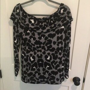 INC Black Animal Print Top Shirt L Large